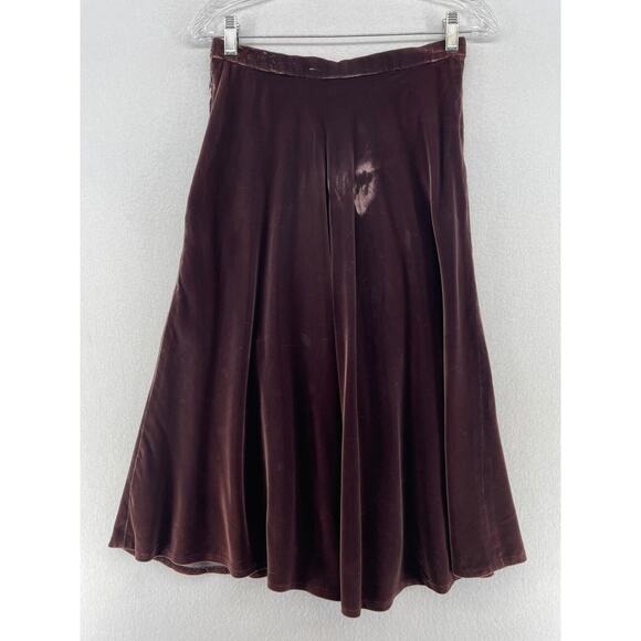 ALBERT CAPRARO Skirt 10 Velvet A-Line Flare Midi Side Zip Boho Purple Vtg - Picture 2 of 13